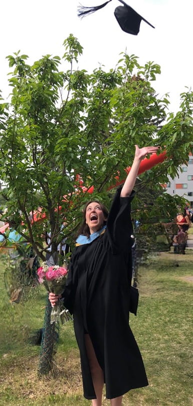 Sarah celebrating her graduation