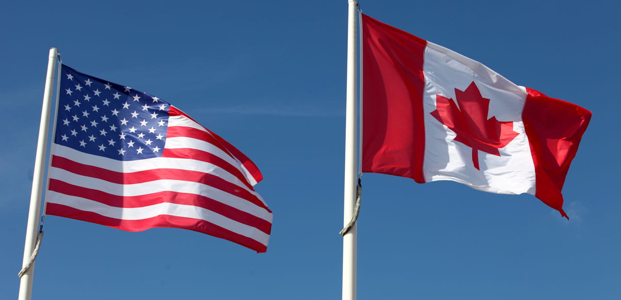 U.S. and Canadian flags